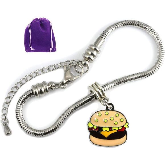 Dave The Bunny Jewelry - Hamburger Bracelet Jewelry - Food Jewelry and Food Charm